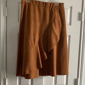 Classic Rust Brown Ruffled A-Line Skirt